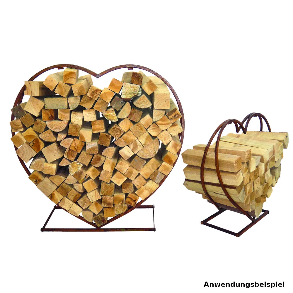 Grün Welt Verkauf -Grün Welt Verkauf 175130124 WH1005 4039214601303 Brennholz Stapelregal Herz 2er Set rost Anwendungsbeispiel